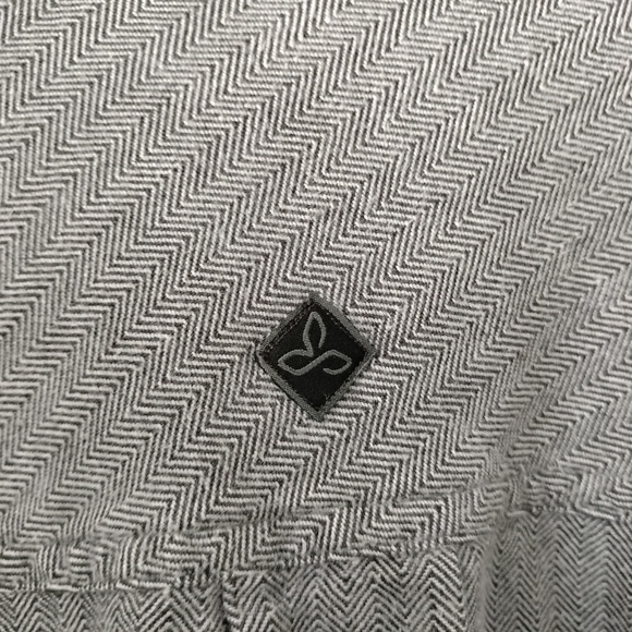 Prana Lybek Mens Gray Long Sleeve Button Up Shirt Jacket XL Outdoors Travel - Picture 8 of 15